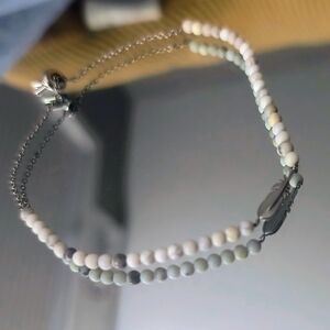Fossil White and Gray Beaded Bracelet